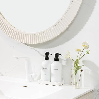 Prus Waso White Soap Dispenser Set, Contains Hand and Lotion Dispenser with Pump. Perfect for Guest Bathroom Decor. (White)