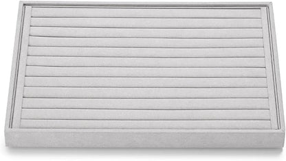 Papte Microfiber Jewelry TrayRing Earring Display Tray Jewelry Drawer Organizer Ring Earring Holder Storage(Grey)