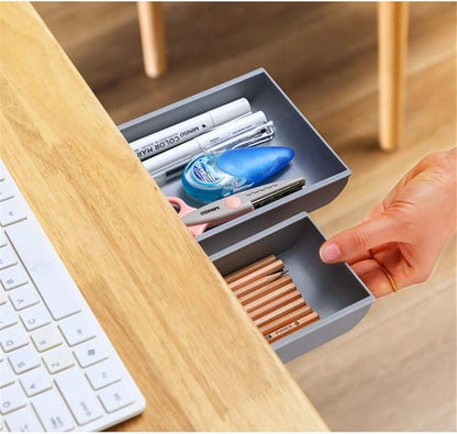 Desk Drawer Attachment, 2 Pack Pencil Organizer, Hidden Desk Organizer, Under Desk Organizer Adhesive, Pen Holder, Desk Accessories & Workspace Organizers, Pen Drawers, Drawer Tray Storage Desktop
