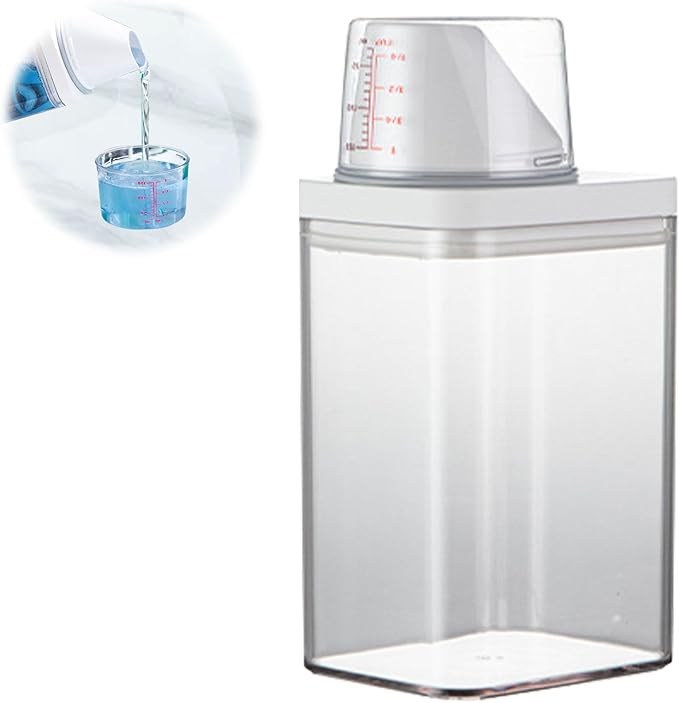 Laundry Detergent Dispenser for Laundry Room Organization and Storage, Laundry Soap Dispenser Laundry Detergent Bottle with Laundry Detergent Cup, BPA Free & PET Plastic Clear (1100ML)