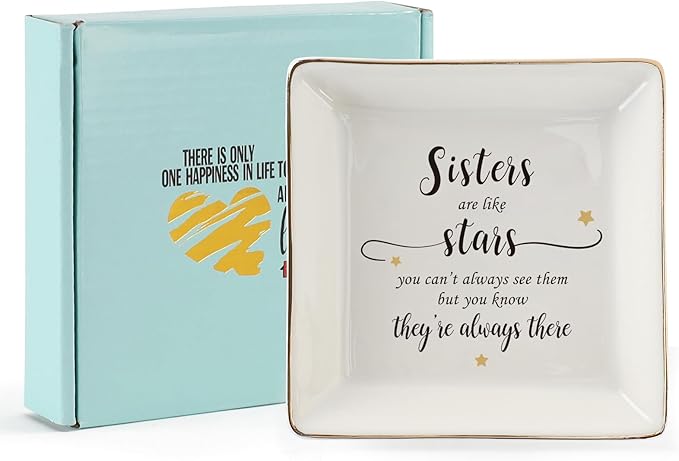 HOME SMILE Sister are Like Stars Gifts,Sister Ring Dish,Valentine Birthday Gifts for Sister from Sister, Good Friends Bestie Gifts for Women Her Long Distance