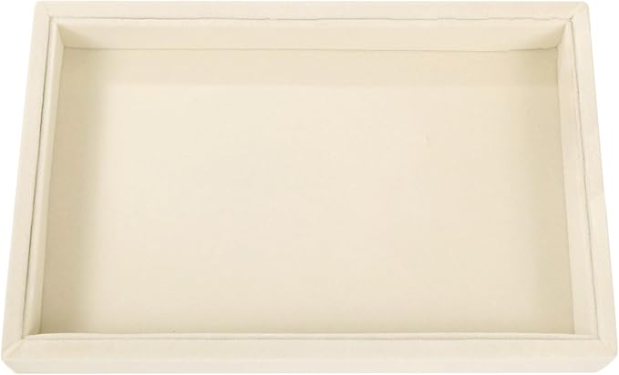 Mornajina 2 Pcs 9" x 5.7" Velvet Jewelry Tray Jewelry Display Tray, Stackable Empty Plate Trays for Earrings Necklaces Bracelet Rings Display Showcase - Light Khaki