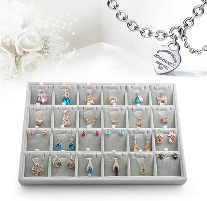 Oirlv Velvet Jewelry Tray 24 Grid liner Pendant Earrings Organizer Storage Trays Showcase Display Jewelry Holder