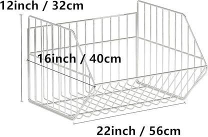 Heavy Duty Standing Metal Shelving Unit, Durable Metal Storage Basket, Folding Shoe Racks, Clothing Sweaters Shoes Handbags Organizer for Kitchen Garage Pantry Porch (1-Tier Basket only)