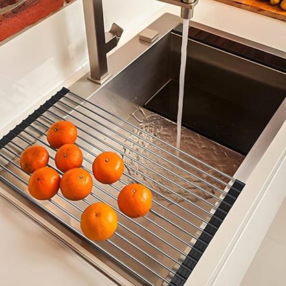 Roll up Dish Drying Rack Over The Sink Kitchen Roll up Sink Drying Rack Portable Dish Drainer Foldable Dish Drying Rack (Black, (47 * 30) CM)
