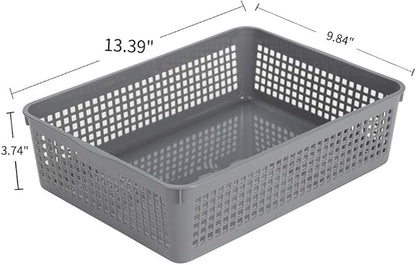 Plastic Organizing Baskets/Storage Tray Baskets,6-Pack,Gray
