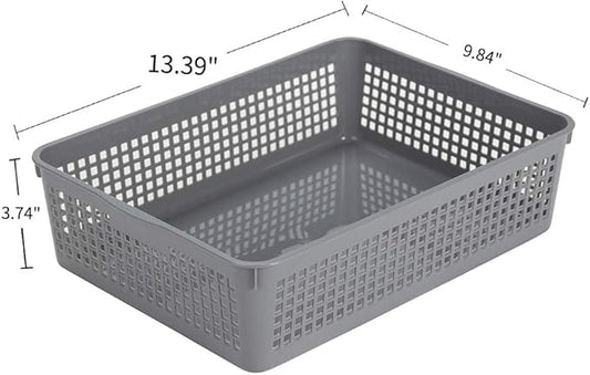 Plastic Organizing Baskets/Storage Tray Baskets,6-Pack,Gray