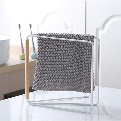 Home Kitchen Countertop Dishcloth Drying Rack, 3 Arms Folding Dishcloth Holder, Hand Towel Stand Rack, White Dishcloth Storage Rack Size 10.83 x 0.98 x 9.84 Inch (White Folding Rag Rack)