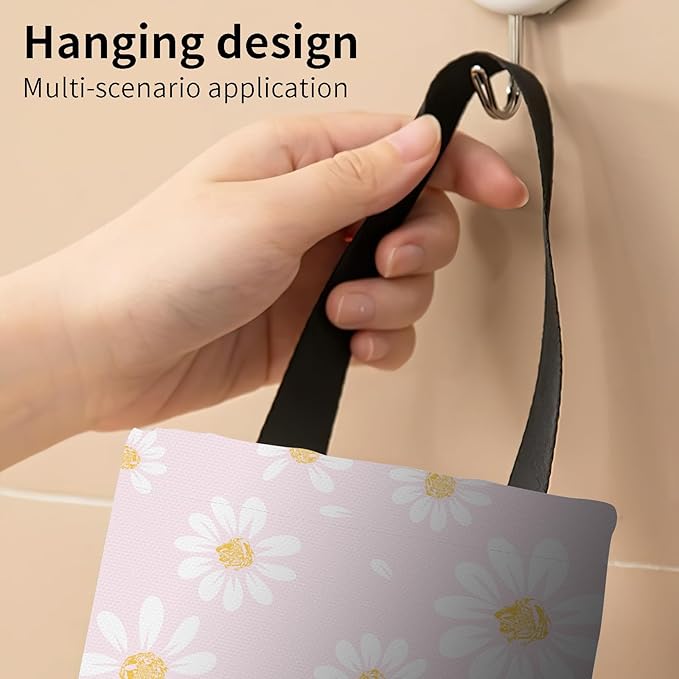 Plastic Bag Holder, Wall Mount Grocery Bag Organizer, Funny Hanging Trash Bag Storage Dispenser for Home Kitchen Cute Pink Floarl