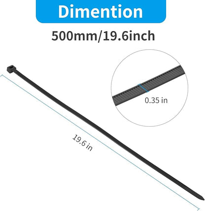 XINGO 20 Inch Black Large Heavy Duty Zip Ties 100 Pack, 200 LBS Ultra Strong Plastic Wire Ties, Large Cable Ties Extra Long Tie Wraps, Indoor and Outdoor UV Resistant