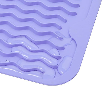 Silicone Dish Drying Mat for Multiple Usage,Easy clean,Eco-friendly,Heat-resistant Silicone Mat for Kitchen Counter,Sink,Bar,Bottle,or Cup Light Purple M 17 inches x 6 inches
