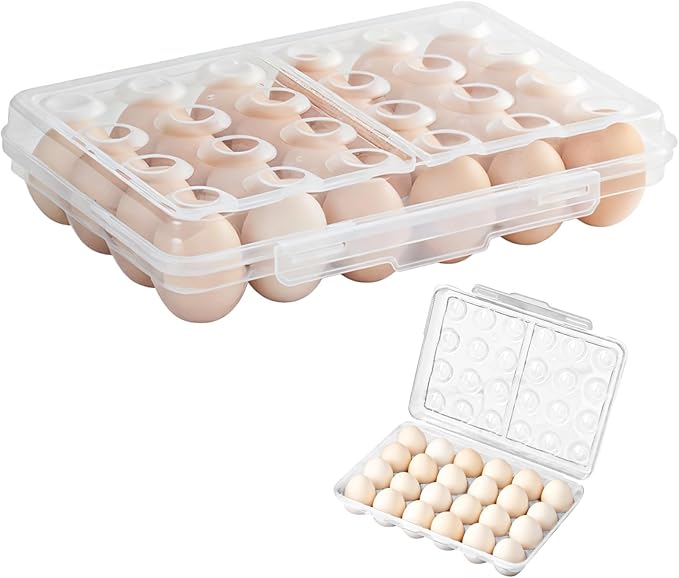 24 Deviled Egg Containers with Lid 24, Egg Holders for Refrigerator, Stackable Design with Secure Lid, Ideal for Kitchen and Camping