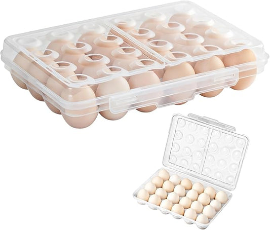 24 Deviled Egg Containers with Lid 24, Egg Holders for Refrigerator, Stackable Design with Secure Lid, Ideal for Kitchen and Camping