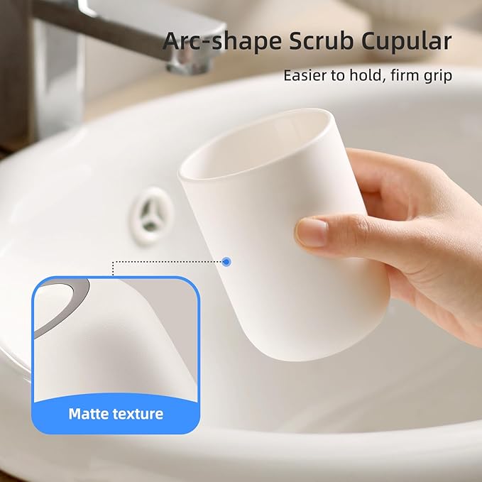 Toothbrush Cup 13oz Reusable Unbreakable Bathroom Tumbler 2 PCS, Easy to Clean Plastic Bathroom Cup Toothbrush Holders for Bathrooms Counter Organizer