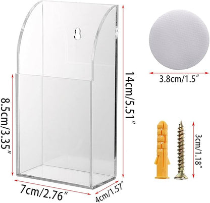 Hipiwe Wall Mount Remote Control Holder Clear Acrylic Media Organizer Storage Box Coffee Table and Nightstand Convenient Remote Control Caddy (One Compartment)