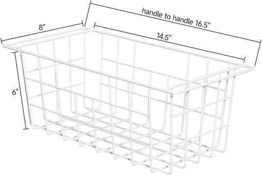 SANNO Chest Freezer Baskets Organizer, Deep Freezer Baskets Bin Sturdy Metal Wire freezer storage Organizer for Home Kitchen,16.5in