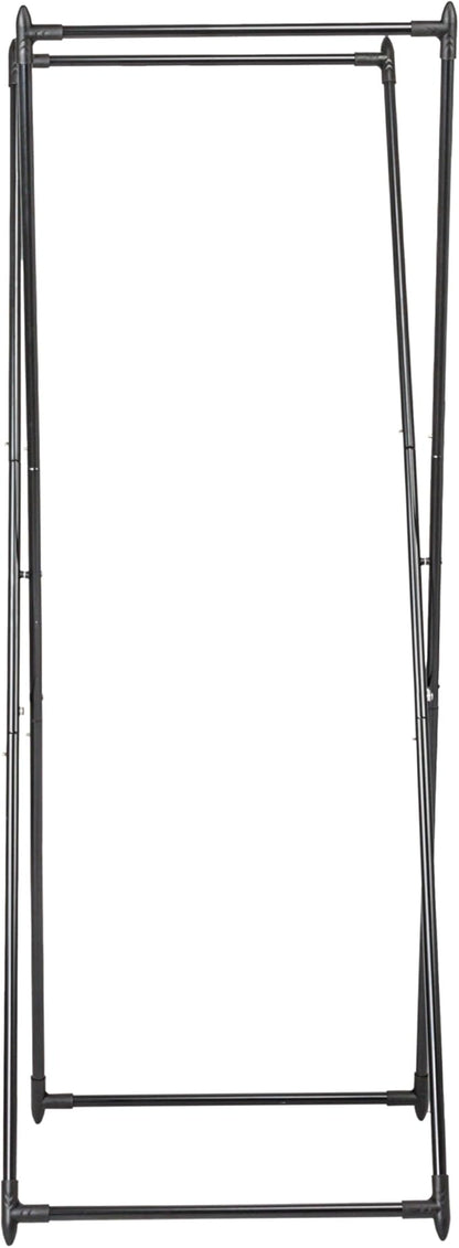 Household Essentials Valet Folding Clothes Rack, Strong Metal X-Frame, Chic Design, Great for Guest and Dressing Rooms, Portable and Easy to Use, Folds Flat, Black