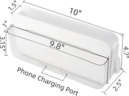 Adhesive Remote Control Holder Wall Mounted Phone Charging Holder Universal Controller Holder Wall Mount Storage Organizer Box No Drilling Home Office Desk (Bedside Shelf)