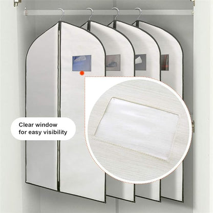 Fabric Garment Bag Suit Bag 40 x 24" Greyish White Suit Bag Hanging Storage Bag with Viewing Window and Zipper for Storage Cotton Clothes Fur Coat or Suit Jacket,QY-FCT01