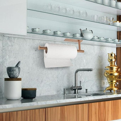 Paper Towel Holders,Paper Towels Rolls - for Kitchen,Wall Mounted Paper Towel Roll Holder for Kitchen, Bathroom,Both Available in Adhesive and Screws,Stainless Steel-(Rose Gold)