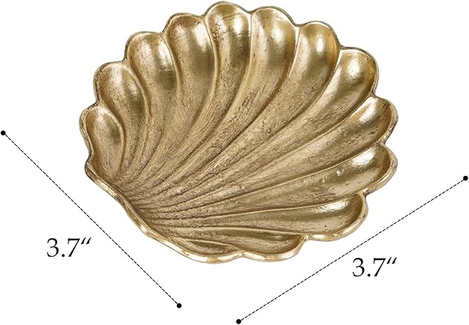 NIKKY HOME Vintage Gold Ring Holder Jewelry Dish Set of 2, Shell Shaped Trinket Display Decorative Metal Tray Classy Birthday Christmas Gifts for Women