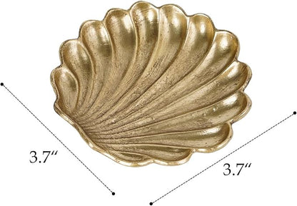 NIKKY HOME Vintage Gold Ring Holder Jewelry Dish Set of 2, Shell Shaped Trinket Display Decorative Metal Tray Classy Birthday Christmas Gifts for Women