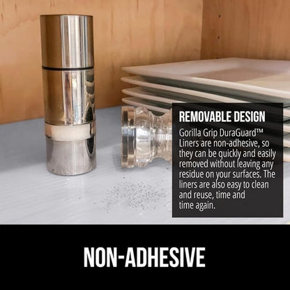 GORILLA GRIP DuraGuard Shelf Liner, Non-Adhesive Cabinet Liners for Kitchen Drawers, Shelves, Refrigerator, Pantry Storage, Bathroom Closet, Durable Waterproof BPA Free Ribbed Plastic, 12x10 Lt Gray