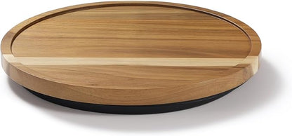 LAMU 9'' Acacia Wood Lazy Susan Organizer for Table Top, Lazy Susan Turntable for Cabinet, Kitchen, Countertop, Pantry Organization