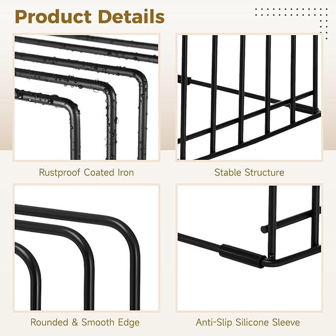 2 PCS 5-Tier Cutting Board Holders, Metal Kitchen Cabinet Organizers, Countertop or Pantry Storage Rack for Cutting Boards, Bakeware, Trays, Thin Pots, Cookbooks