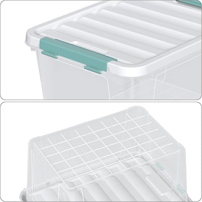 Saedy 20 Quart Plastic Storage Bins with Latching Lids, 6 Packs Clear Container Box for Storage