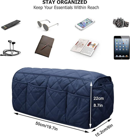 Benuomi Sofa Armrest Organizer with 14 Pockets, Waterproof, Non-Slip, Space-Saving, Fits Most Couches & Recliners, Black