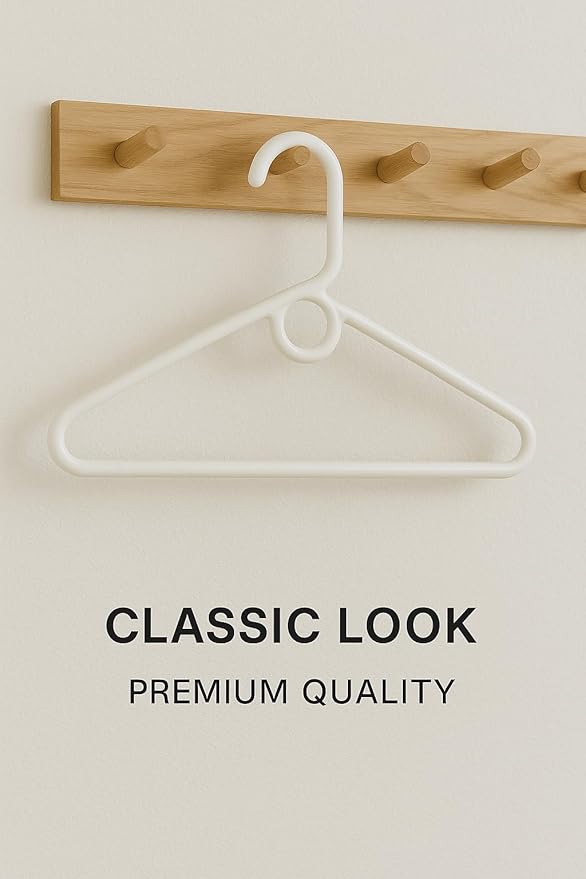 Rethink Your Room Clothes Hangers 10 Pack Plastic - Heavy Duty Space Saving Coat, Pant Hangers for Closet Organization - Durable Non-Slip, White Wardrobe Essentials Bulk Storage