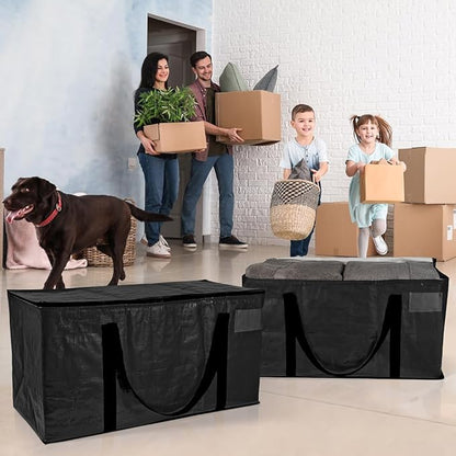 ClearSpace Heavy Duty Moving Bags or Storage Bags – Black Storage Bins with Lids, Large Moving Boxes with Backpack Straps & Zippers,– Packing Box & Moving Supplies for College Dorm, 4 Pack