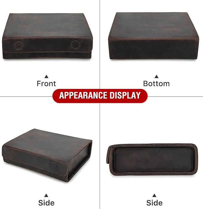 CataPurus Sunglasses Organizer Case for Man & Woman, Top Grain Leather & Handmade, Portable Travel Eyeglasses Storage Holder