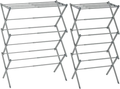 Foldable Drying Rack Clothing, 3-Tier Portable Clothes Drying Racks for Indoor & Outdoor, Anti-Rust Compact Laundry Rack Collapsible, Grey 28" D x 10" W x 35" H