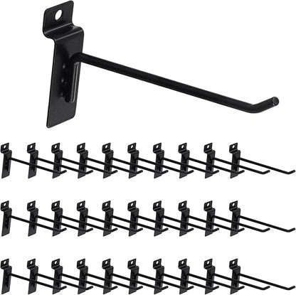 30Pcs 6 Inch/15CM Silver Slatwall Panel Hooks, Heavy Duty Slat Wall Hanging Display Hooks Pegboard Metal Hanger Hook for Gridwall Garage Shop Retail (Wire Diameter 5.6mm/ 0.22”)