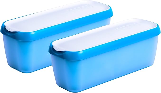 Starpack 'Inside Scoop' Ice-Cream Storage Container for Freezer (2 Pcs) - 1.5 Quart Ice Cream Containers for Homemade Ice Creams - Reusable Dessert Containers with Lids - Leak-Free Lids (Silicone)