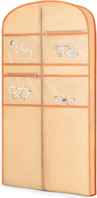 43" Garment Bag for Travel for Hanging Clothes Storage Hanging Suit Cover with Zipper and Accessory Storage for Coats, Dresses, Suits