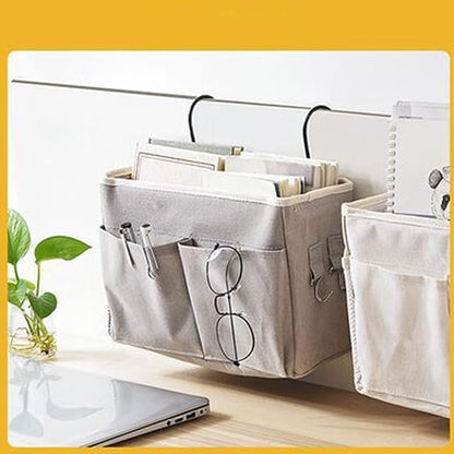Cosiki Bedside, Bedside Storage/Bedside Hanging Storage Bag Hanging Desk Organizer for Headboards Bunk Beds Dorm Rooms Book Phone Magazine Holder (Grey)