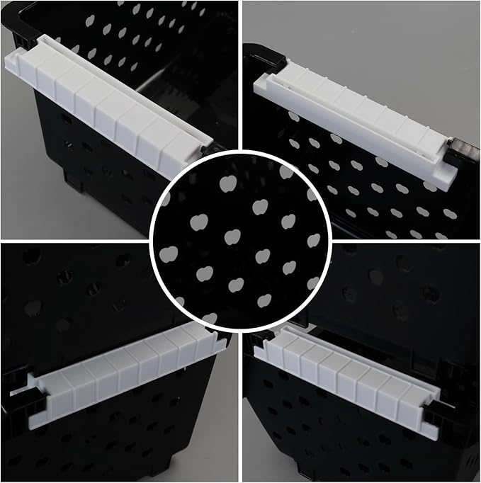 3-Pack Plastic Stackable Organizer Basket, Stacking Storage Basket, Black