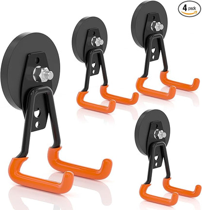 ENUODA Magnetic Hooks Heavy Duty Magnetic Tool Holder Magnets with Hooks for Hanging Wreath, Garden Tool, Toolbox, Shovel, Broom, Garage, Tool Chest, Organization, 4 PCS