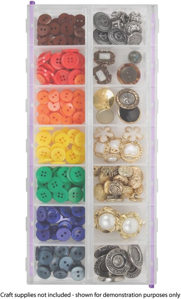 Craft Mates Bead Organizer and Plastic Storage Containers for Crafts, Buttons, Pins and More, 14 Locking Compartments (Display)