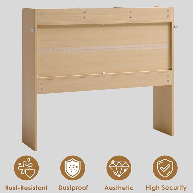 Desktop Bookshelf, Wooden Desk Storage Hutch with 5 Shelves, 3-Tier Desktop Display Organizer Rack for Office Home (Natural, 5 Shelves B)