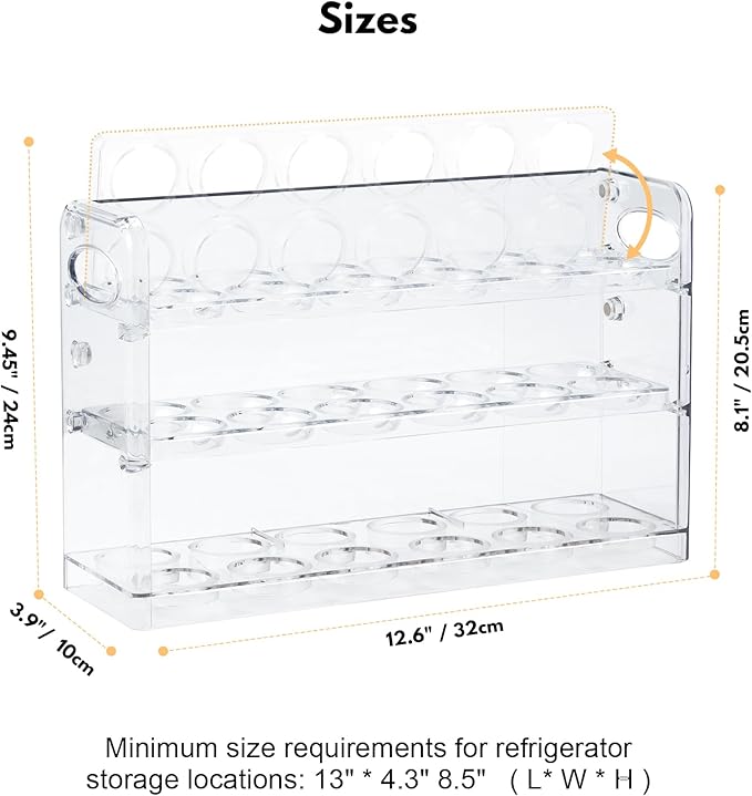 Egg Holder for 36 Eggs, Egg Storage for Refrigerator, PET Egg Container for Kitchen Countertop, Egg Dispenser, Egg Tray, Clear