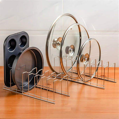 SANNO Pot Pan Lid Holder Organizer Pot Lid Rack Holder Suitable for Bakeware Dish Plate, Cutting Boards, Pots & Pans, Serving Trays Cabinet Pantry 2 pack