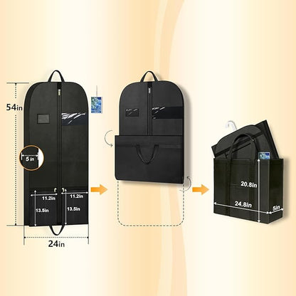 54" Garment Bags for Closet Storage and Travel, Gusseted Hanging Garment Bags for Men Women with Pockets Handles and Zipper, Suit Cover Bags for Clothes, Suits, Dress, Shirts, Coats, Jackets, 2 Pack