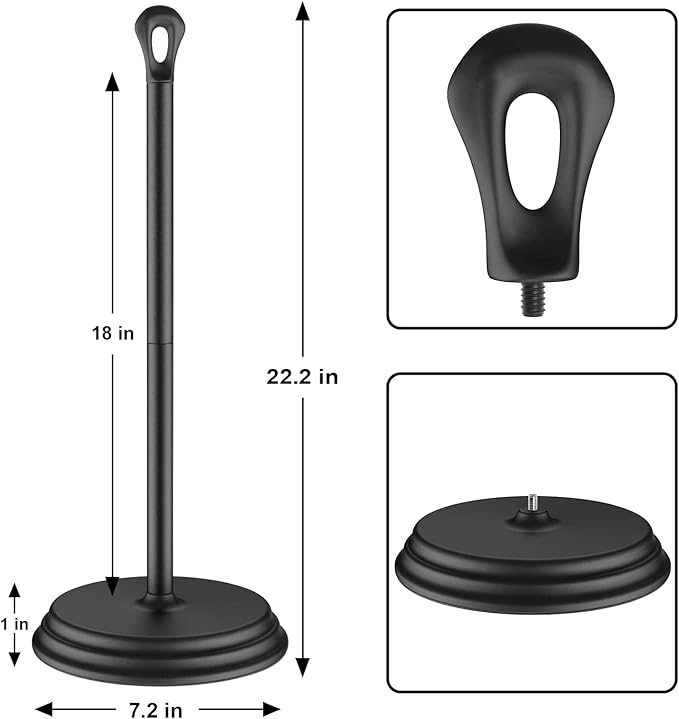 Toilet Paper Holder with Rustproof, Metal Free Standing Toilet Paper Stand Storage for Bathroom, Tissue Paper Roll Holder for Bathroom Accessories (Black)