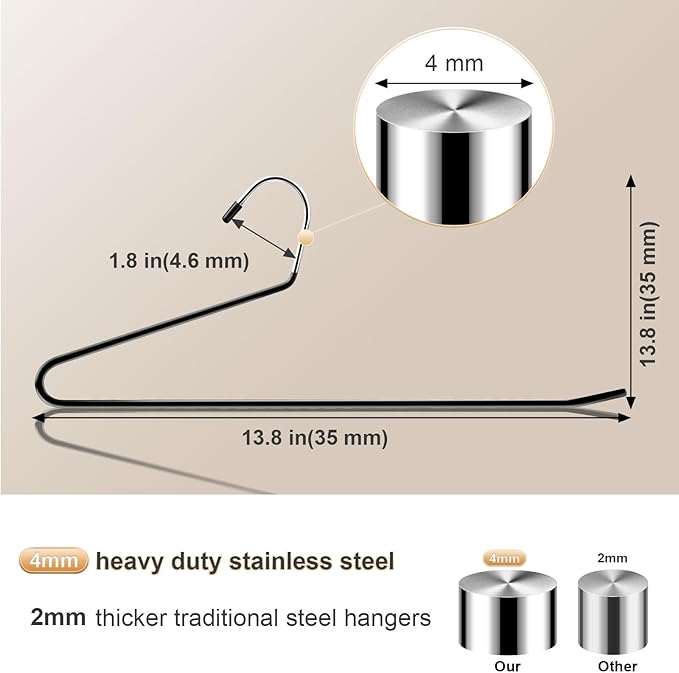 Treela 50 Pack Open Ended Pants Hangers, Metal Non Slip Hangers, Anti Rust Chrome Rubber Coating Slack Jeans, Heavy Duty Space Saving for Trousers Slacks Skirts (Black)