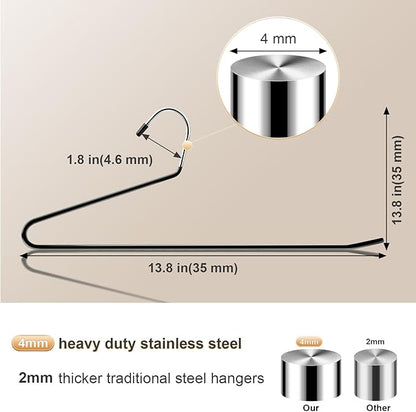 Treela 100 Pack Open Ended Pants Hangers, Metal Non Slip Trouser Hangers, Anti Rust Chrome Rubber Coating Slack Jeans, Heavy Duty Space Saving for Trousers Slacks Skirts