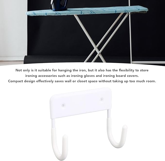 Ironing Board Hanger, Iron Wall Mount Holder for Laundry Rooms,Wall Mounted Iron Board Hook for Laundry Room Organization (Milky White)